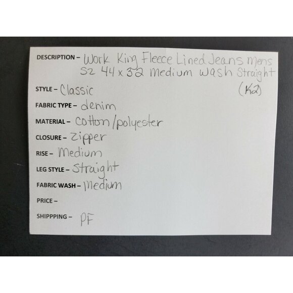 Work King Fleece Lined Jeans Men's Size 44x32 Medium Wash Straight - Picture 8 of 8